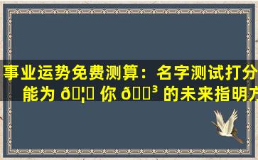 事业运势免费测算：名字测试打分能为 🦍 你 🐳 的未来指明方向吗